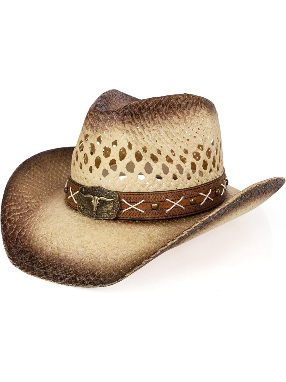 Men's Brown Comfortable High-quality Synthetic Straw Cowboy Hats